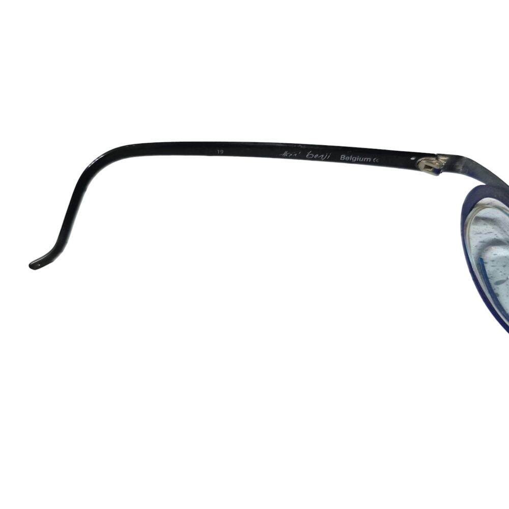 Vintage Theo Belgium Eyeglasses Blue Silver & Black Oval Avant-Garde Frames - Picture 3 of 6